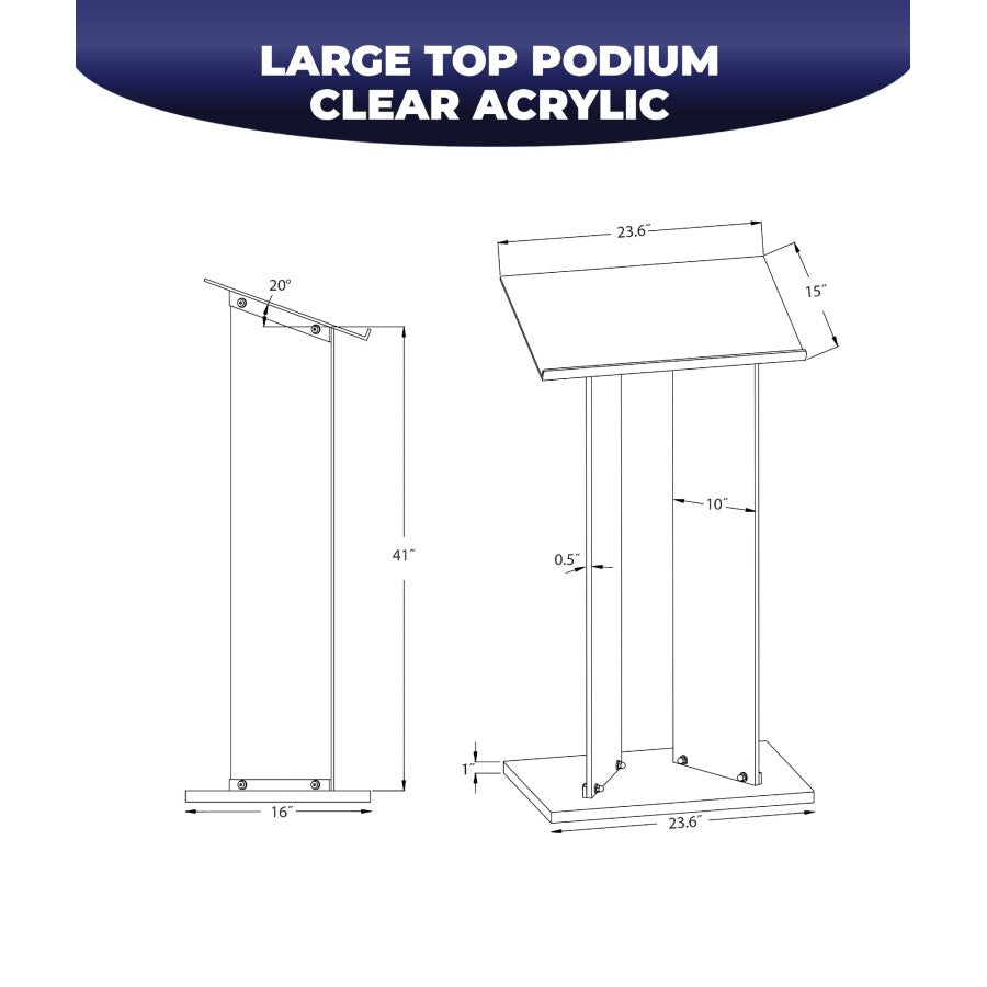 Kantek AP360 Acrylic Standing Podium / Lecturn **NEW**