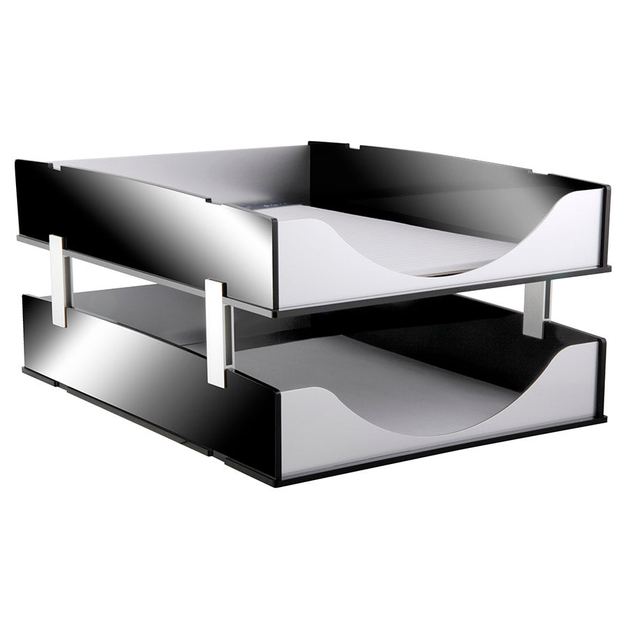 Kantek BA310 Black Acrylic & Aluminum Letter Tray