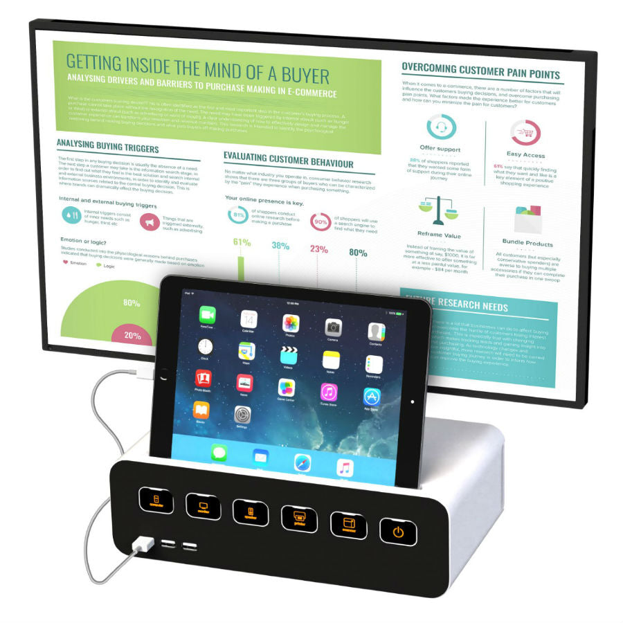 Kantek CM1100 PowerCentral™ Cable Management/ Power Hub/ Monitor-Tablet Stand