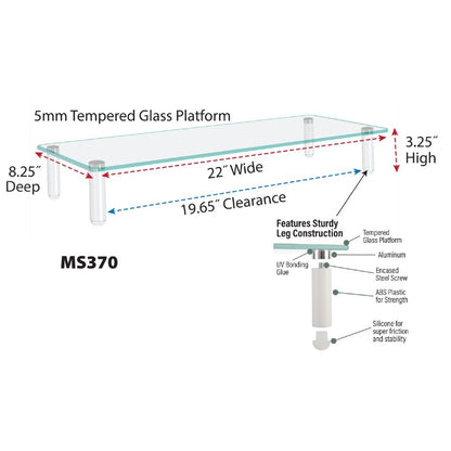 Kantek MS370 Glass Top Monitor Riser