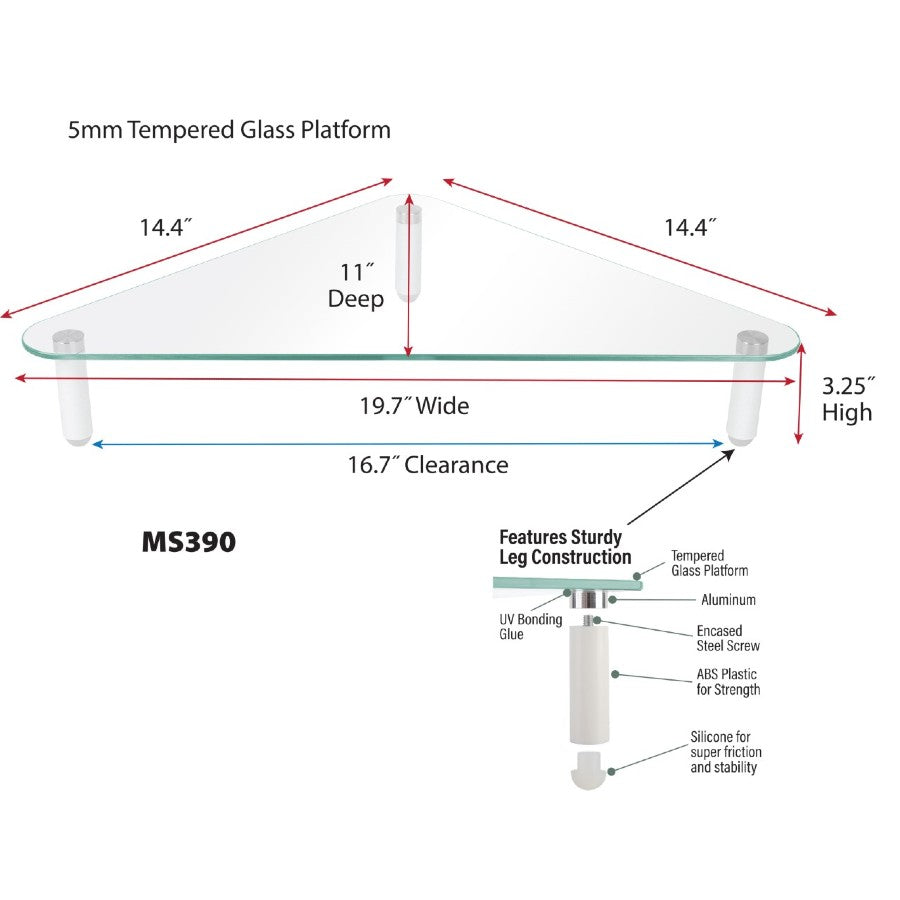 Kantek MS390 Glass Top Corner Riser