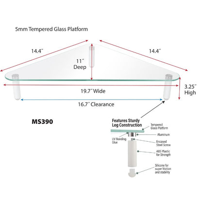 Kantek MS390 Glass Top Corner Riser