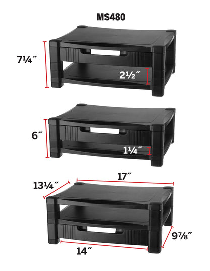 Adustable Monitor Stand - Two Tier with Drawer