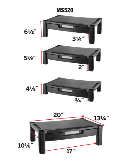 Kantek MS520 Extra Wide Deluxe Monitor Stand with Drawer