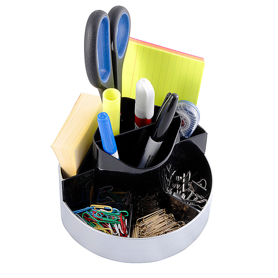 Kantek ORG620 Rotating Desktop Organizer Black/Silver