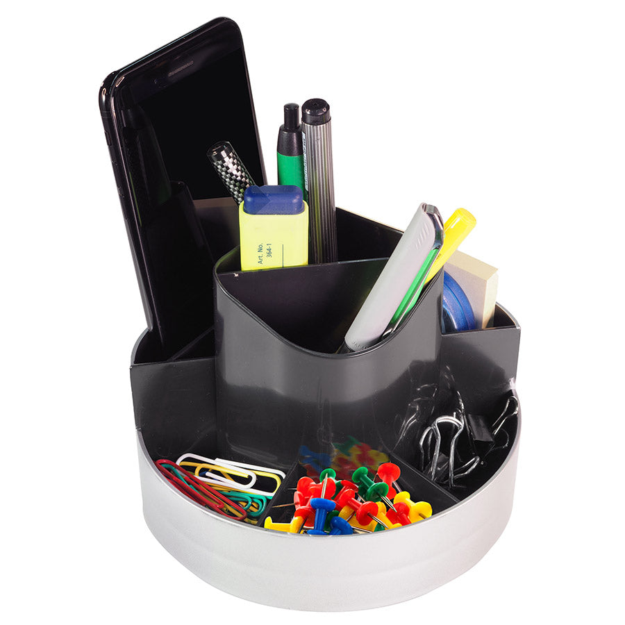 Kantek ORG620 Rotating Desktop Organizer Black/Silver