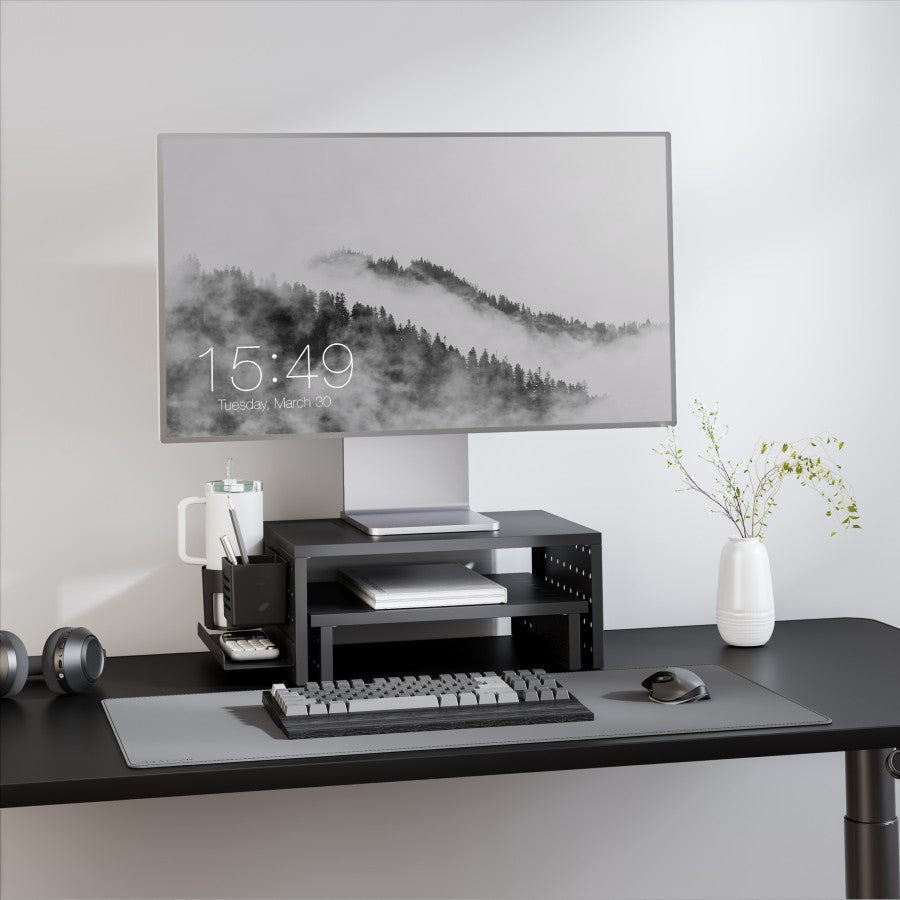 Kantek PBS530 Pegboard Dual Monitor/Laptop Stand with Accessories BLACK **NEW**