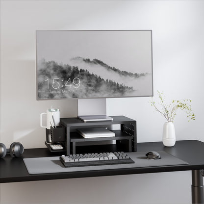 Kantek PBS530 Pegboard Dual Monitor/Laptop Stand with Accessories BLACK **NEW**