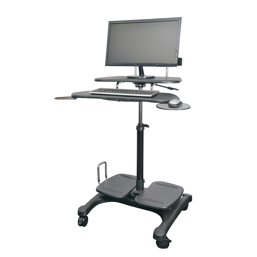 Kantek STS240 Mobile Height Adjustable Computer Workstation - with LCD Monitor Mount Pole