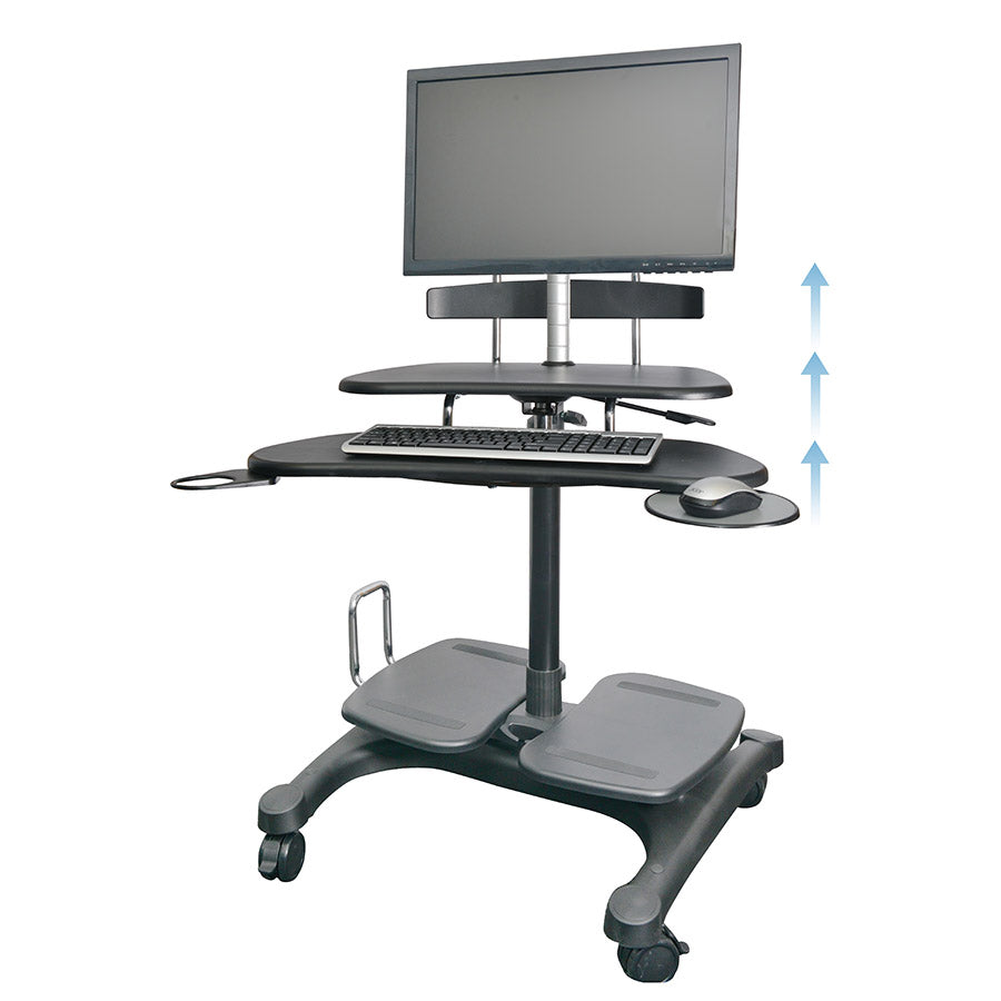 Kantek STS240 Mobile Height Adjustable Computer Workstation - with LCD Monitor Mount Pole