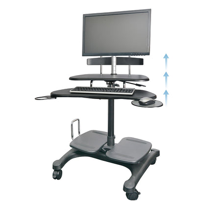 Kantek STS240 Mobile Height Adjustable Computer Workstation - with LCD Monitor Mount Pole