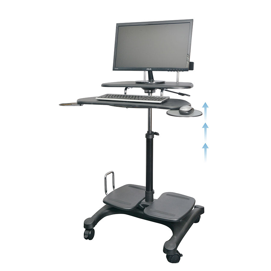 Kantek STS240 Mobile Height Adjustable Computer Workstation - with LCD Monitor Mount Pole