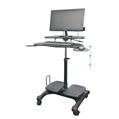 Kantek STS240 Mobile Height Adjustable Computer Workstation - with LCD Monitor Mount Pole
