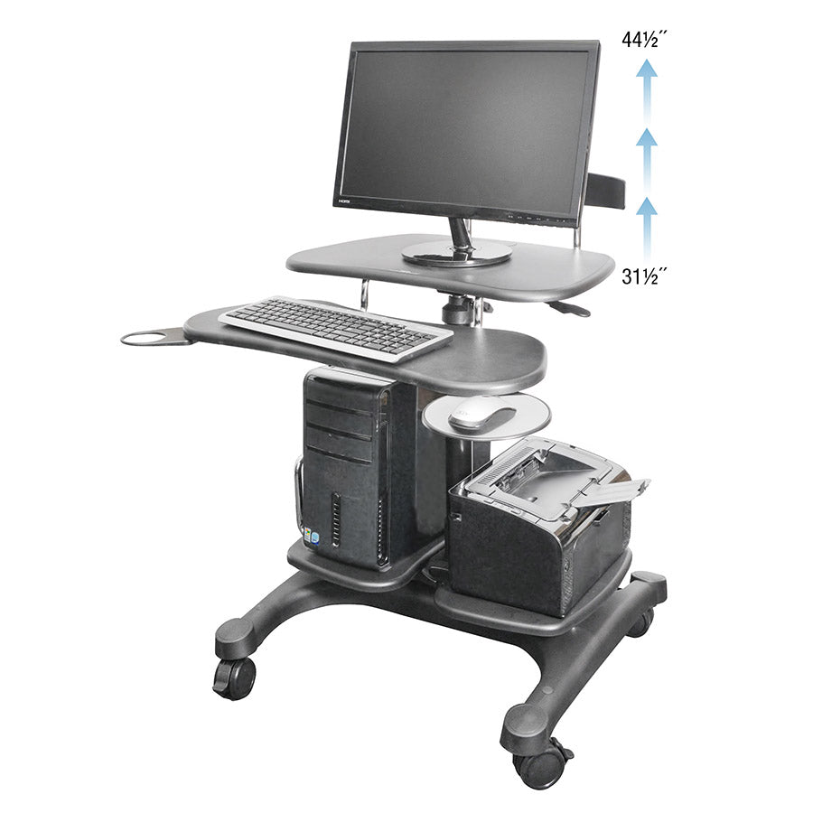 Kantek STS240 Mobile Height Adjustable Computer Workstation - with LCD Monitor Mount Pole