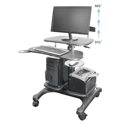 Kantek STS240 Mobile Height Adjustable Computer Workstation - with LCD Monitor Mount Pole