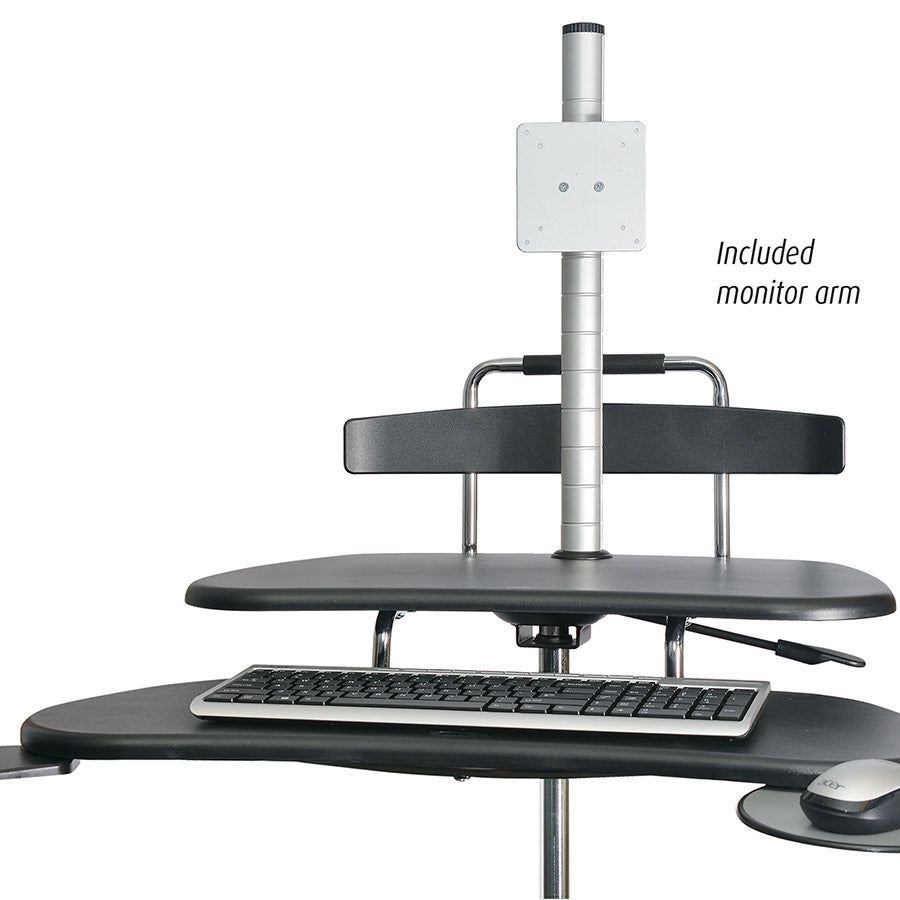Kantek STS240 Mobile Height Adjustable Computer Workstation - with LCD Monitor Mount Pole