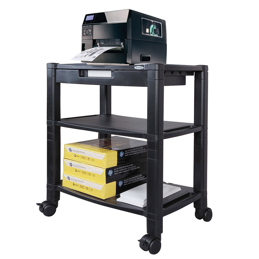 Extra Wide Mobile Printer / Fax Stand 3-Shelf Model : Kantek Inc.
